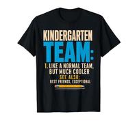 Team Kindergarten Back to School Teachers Students T-Shirt Graphique avec Valeur, Homme, Noir, M