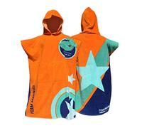 Team Magnus Devilfish Sortie de Bain Enfant Style Poncho - 100% Coton - Densité de 360 GR/m - Taille Unique 120-170cm - (Orange)