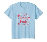 Team Pink It's a Girl Baby Shower Butterfly Celebration T-Shirt, Enfant, Bleu Céleste, 6 Ans