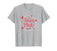 Team Pink It's a Girl Baby Shower Butterfly Celebration T-Shirt, Homme, Gris Chiné, L