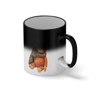 Team Punch Cute Baby Monkey Coffee Mug - Adorable Monkey Hugging Plush Toy Graphic - Friendship Gift Tea Cup Magie noire tasse à café Mug