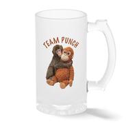 Team Punch Cute Baby Monkey Coffee Mug - Adorable Monkey Hugging Plush Toy Graphic - Friendship Gift Tea Cup Bière transparente Tasse Stein 0.5L