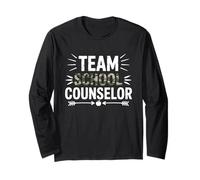 Team School Counselor Camo Teacher Student Back to School Manche Longue