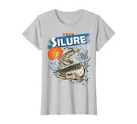 Team Silure pêcheur Silure et carnassiers T-Shirt, Femme, Argent, XL