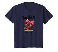 Team Spirit in My Hair Nœud de Football pour Fan de Pom-Pom Girl T-Shirt, Enfant, Bleu Marine, 2 Ans
