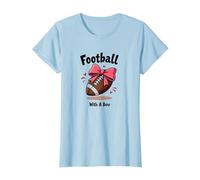 Team Spirit in My Hair Nœud de Football pour Fan de Pom-Pom Girl T-Shirt, Femme, Bleu Céleste, L