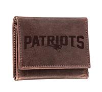 Team Sports America Portefeuille marron NFL New England Patriots | Trois volets | Logo estampé sous licence officielle | Fabriqué en cuir | Organisateur d'argent et de cartes | Coffret cadeau inclus