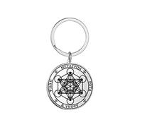 TEAMER acier inoxydable archange Metatron porte-clés géométrie sacrée pendentif sceaux d'archange ange bijoux pour femmes filles (Metatron Cube 2-Argent - Porte-clés)