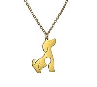 TEAMER Acier Inoxydable Chien Chat Cheval Renard Pet Animal Pendentif Mignon Collier Chaîne Bijoux Pour Femmes (CHIEN-CHAT-OR)