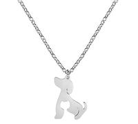TEAMER Acier Inoxydable Chien Chat Cheval Renard Pet Animal Pendentif Mignon Collier Chaîne Bijoux Pour Femmes (CHIEN-CHAT-ARGENT)