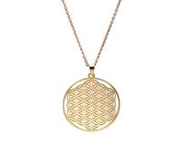 TEAMER acier inoxydable fleur de vie collier pendentif plaqué or chaîne bijoux géométrie accessoires amulette bijoux (Style 2 - Or)