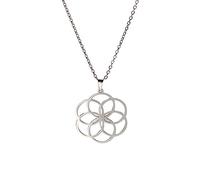 TEAMER acier inoxydable fleur de vie collier pendentif plaqué or chaîne bijoux géométrie accessoires amulette bijoux (Style 3 - Argent)