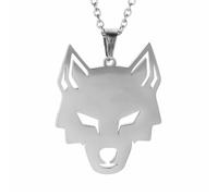 TEAMER Acier inoxydable Loup creux Collier Loup solitaire hurlant animal Collier Bijoux Vintage Punk pour femmes (Style 1 - Argent)