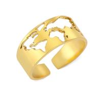 TEAMER Bague Carte du Monde Creuse Réglable Bagues de Voyage Bijoux de Graduation Globetrotter Pour Femmes Hommes (Or, Réglable)