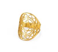 TEAMER - bague étoile de David en acier inoxydable, ajustable, Vintage, amulette juive Magen, bijoux pour femmes (Style 1 - Or, Réglable)