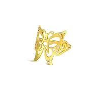 TEAMER Bague Pentacle Papillon en Acier Inoxydable Bague Pentagramme Celtique Wicca Pagan Amulet Bijoux Pour Femmes Hommes (10, Style 1 - Or)