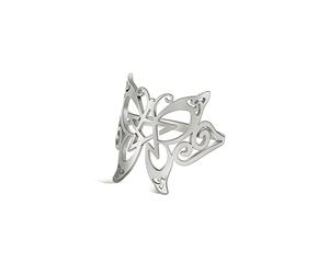 TEAMER Bague Pentacle Papillon en Acier Inoxydable Bague Pentagramme Celtique Wicca Pagan Amulet Bijoux Pour Femmes Hommes (9, Style 1 - Argent)