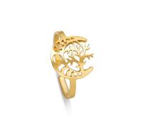 TEAMER Bague réglable en acier inoxydable avec phases de lune - Symbole OM - Nœud celtique - Bijou simple pour femmes et filles, Acier inoxydable, Inconnu