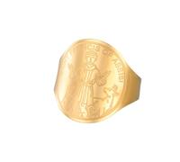 TEAMER Bague Saint François d'Assise Redimensionnable Bague Saint Patron des Animaux et de la Nature Bijou Médaille Catholique en Acier Inoxydable pour la Protection des Animaux de Compagnie (Or)