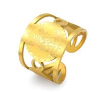 TEAMER Bague Saint Michel réglable en acier inoxydable Bague amulette du grand archange protecteur Bijoux religieux pour homme et femme Or