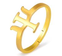 TEAMER Bague symbole de psychologie Bague Psi redimensionnable en acier inoxydable avec pendentif lettre grecque Bijoux de psychologie pour femmes et hommes (Or)