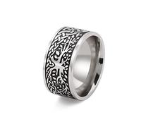 TEAMER Bague vintage en acier inoxydable avec motif arbre de vie - Amulette Viking - Nœud celtique - Bijoux pour homme (Bague Arbre de Vie 1, 8)