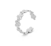 TEAMER Bague Vintage Sweet Hollow Flower Bague d'index en filigrane avec fleur à la mode rétro pour dames Bague minimaliste empilable Bijoux de mode (Style 3 - Argent, Réglable)
