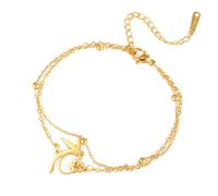 TEAMER Beaux Bracelets à Breloques en forme de Fleur de Colibri Bracelet à chaîne de perles double couche en acier inoxydable de Colibri Bijoux d'animaux Bohèmes pour Femmes et Hommes (Or)