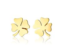 TEAMER Boucles d'oreilles à tige en forme de trèfle à quatre feuilles - Symbole de bonheur - Bijou porte-bonheur pour la Saint-Patrick, 15*14.8mm, Acier inoxydable, Pas de gemme