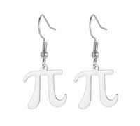TEAMER Boucles d'oreilles délicates symbole PI Pendentif symbole mathématique PI Bijoux en acier inoxydable pour femmes et hommes en matière mathématiques physique science et de technologie (Argent)
