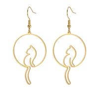 TEAMER Boucles d'oreilles en forme de chat de lune Pendentif queue de chat Bijoux uniques en mémoire de chat pour les femmes et les hommes (Or)