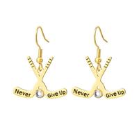 TEAMER Boucles d'oreilles pendantes « Never Give Up Hockey » en acier inoxydable pour sports d'hiver, bijoux inspirants pour femmes, 19.2*25.1mm, Acier inoxydable, Pas de gemme