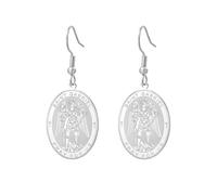 TEAMER Boucles d'oreilles pendantes Saint Gabriel, bénédiction, espoir et protection, archange saint Gabriel, amulette, bijoux religieux pour femme, 20*26mm, Acier inoxydable, Pas de pierre précieuse