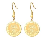 TEAMER Boucles d'oreilles pendantes Saint Raphaël, archange de guérison et de protection, boucles d'oreilles Saint Raphaël, bijoux religieux pour femme, 25*25mm, Acier inoxydable, Pas de gemme