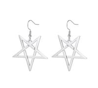TEAMER Boucles d'oreilles Pentagramme Occulte Pendentif Pentagramme Inversé Bijoux Amulette Symbole Satanique Pour Femmes Hommes (Argent)