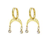 TEAMER Boucles d'oreilles Phase de Lune Délicates Boucles d'oreilles Pendentif Cristal Croissant de Lune en Acier Inoxydable Bijou Astrologie Céleste Lunaire Tendance pour Femme (Or)