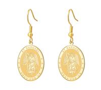 TEAMER Boucles d'oreilles Saint Raphaël, archange de guérison et de protection, boucles d'oreilles pendantes Saint Raphaël, bijoux religieux pour femme, 20*26mm, Acier inoxydable, Pas de pierre