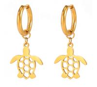 TEAMER - boucles d'oreilles tortue de mer en acier inoxydable, cerceau porte-bonheur, mignon, style Boho, plage d'été, amoureux des tortues, bijoux pour femmes (Boucle d'oreille tortue - Or)