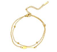 TEAMER Bracelet à double chaîne en forme d'aviron Pendentif équipage en acier inoxydable Bijoux d'aviron pour équipe de rafters kayakistes canoë SUP amoureux de l'océan (Or)