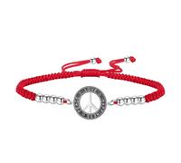 TEAMER Bracelet avec symbole de la paix et perles réglables en corde cirée, bracelet hippie pour femme, taille unique, Acier inoxydable, Pas de gemme