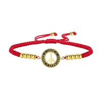TEAMER Bracelet avec symbole de la paix et perles réglables en corde cirée, bracelet hippie pour femme, taille unique, Acier inoxydable, Pas de gemme