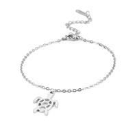 TEAMER Bracelet de cheville en acier inoxydable tortue marine Adjustabel chanceux cheville tortue mignon Boho été plage étanche pied bijoux pour les femmes, Taglia unica, Acier inoxydable