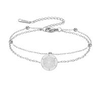 TEAMER Bracelet de roue Hekate réglable à double couche avec chaîne de perles et amulette pour femme, 20*20mm, Acier inoxydable, Pas de gemme