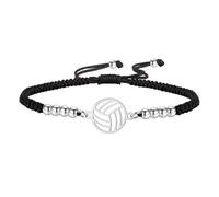 TEAMER Bracelet de volley-ball délicat Bracelet en acier inoxydable avec chaîne et perles de volley-ball Bijou de sport tendance pour les athlètes Amateurs de volley-ball (Argent)