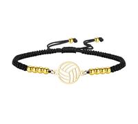 TEAMER Bracelet de volley-ball délicat Bracelet en acier inoxydable avec chaîne et perles de volley-ball Bijou de sport tendance pour les athlètes Amateurs de volley-ball (Or)