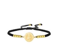 TEAMER Bracelet délicat avec médaille Sainte Dymphna Sainte patronne du stress,de l'anxiété et de la santé mentale Bijou religieux avec amulette protectrice Sainte (Or, Cordon en cire Noir)