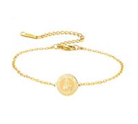 TEAMER Bracelet délicat avec médaille Sainte Dymphna Sainte patronne du stress, de l'anxiété et de la santé mentale Bijou religieux avec amulette protectrice Sainte (Or)