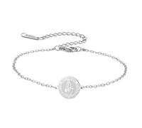 TEAMER Bracelet délicat avec médaille Sainte Dymphna Sainte patronne du stress, de l'anxiété et de la santé mentale Bijou religieux avec amulette protectrice Sainte (Argent)
