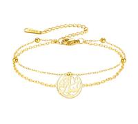 TEAMER Bracelet islam musulman double couche Ayatul Kursi calligraphie arabe Ramadan Aïd Allah Bijoux pour femme, 24*20mm, Acier inoxydable, Pas de pierre précieuse
