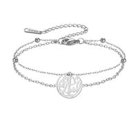 TEAMER Bracelet islam musulman double couche Ayatul Kursi calligraphie arabe Ramadan Aïd Allah Bijoux pour femme, 24*20mm, Acier inoxydable, Pas de pierre précieuse
